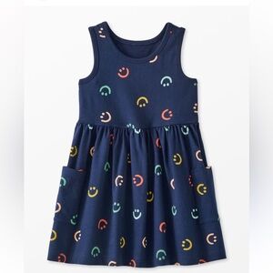 *Hanna Andersson Navy Dress with Colorful Smiley Print